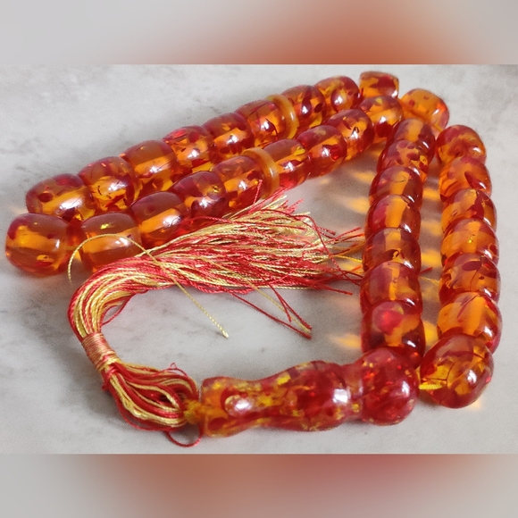 Vintage Gigantic Tasbih Lucite Faux Amber Islamic Prayer Beads - Picture 14 of 14